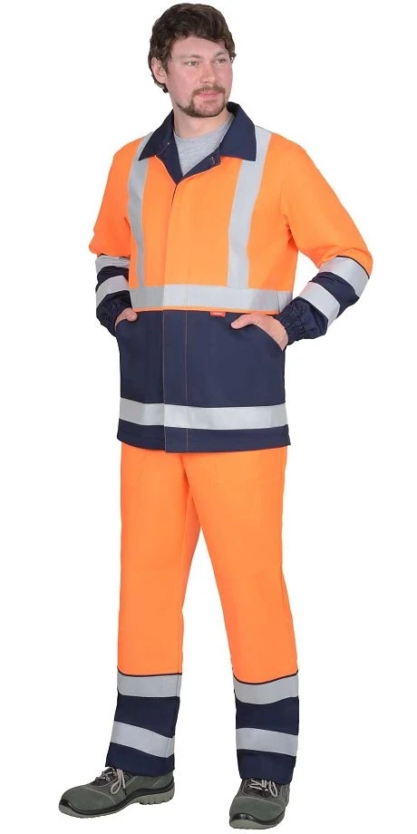 Куртка "Терминал-3-РОСС" оранжевая с темно-синим - фото 3 - id-p184369708
