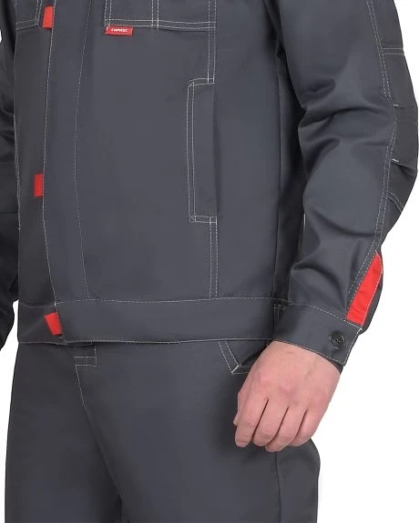 Куртка "СИРИУС-ФАВОРИТ-РОСС" темно-серая со светло-серым и красным