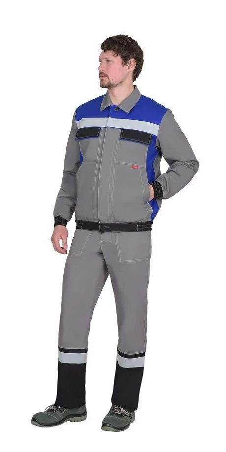 Куртка 4120 средне-серая с васильковым и СОП - фото 5 - id-p184384882