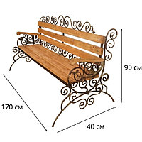 Скамья деревянная с коваными ножками СК26