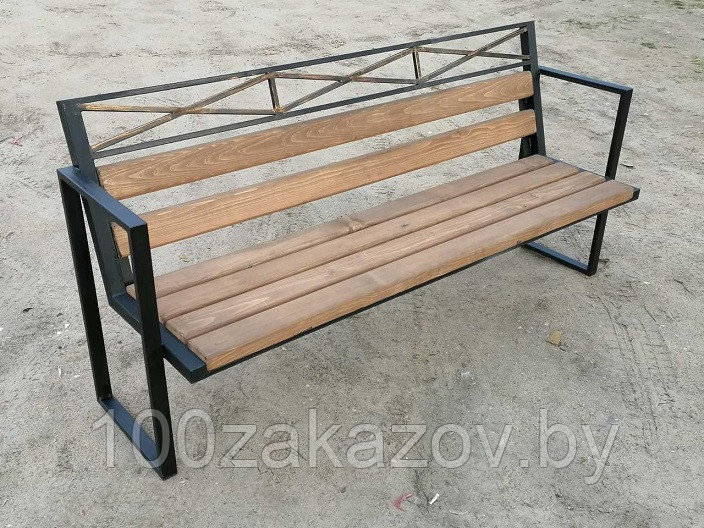 Скамья деревянная с коваными ножками СК43