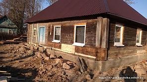 Подъем сруба деревянного дома