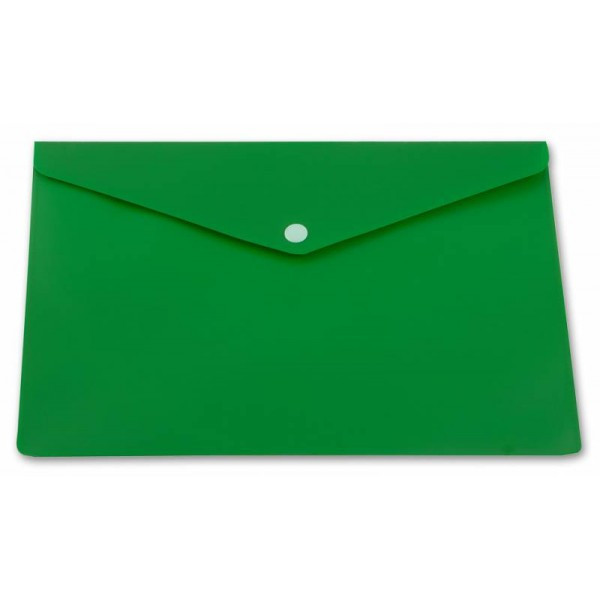 Конверт на кнопке Бюрократ -PK803AGRN A4 непрозрачный пластик 0.18мм зеленый