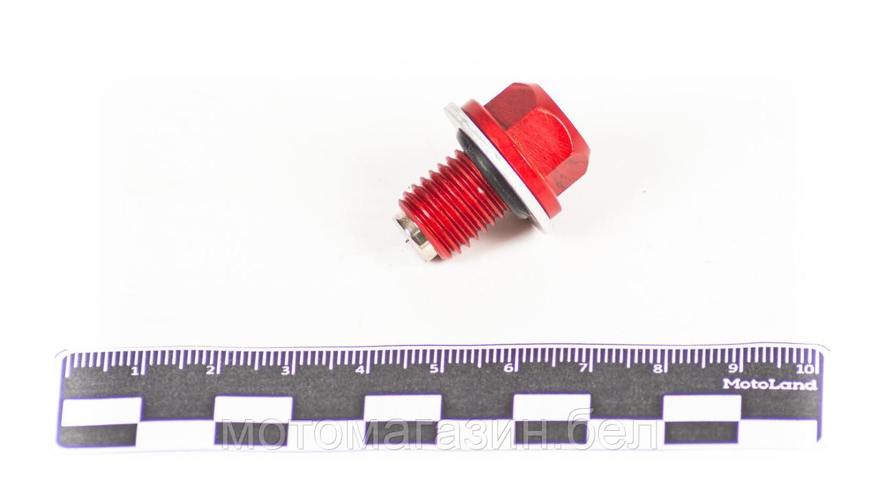 Пробка сливная масляная CNC с магнитом красная - фото 1 - id-p184415754