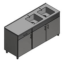Стол производственный закрытый с 2-х секционной мойкой 7-006.1 антивандальный