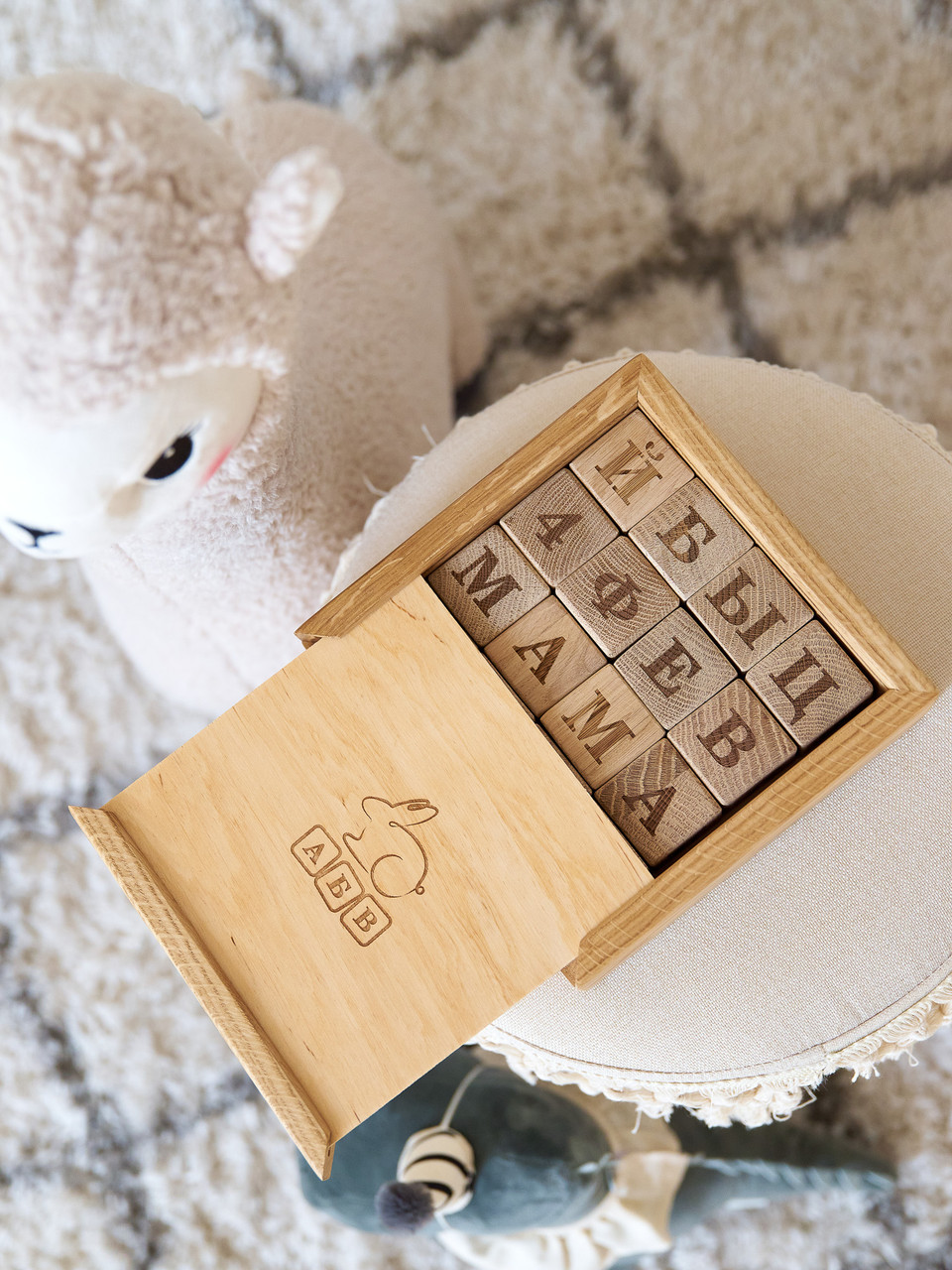 Кубики с буквами АЛФАВИТ деревянные в коробке - фото 4 - id-p184426050