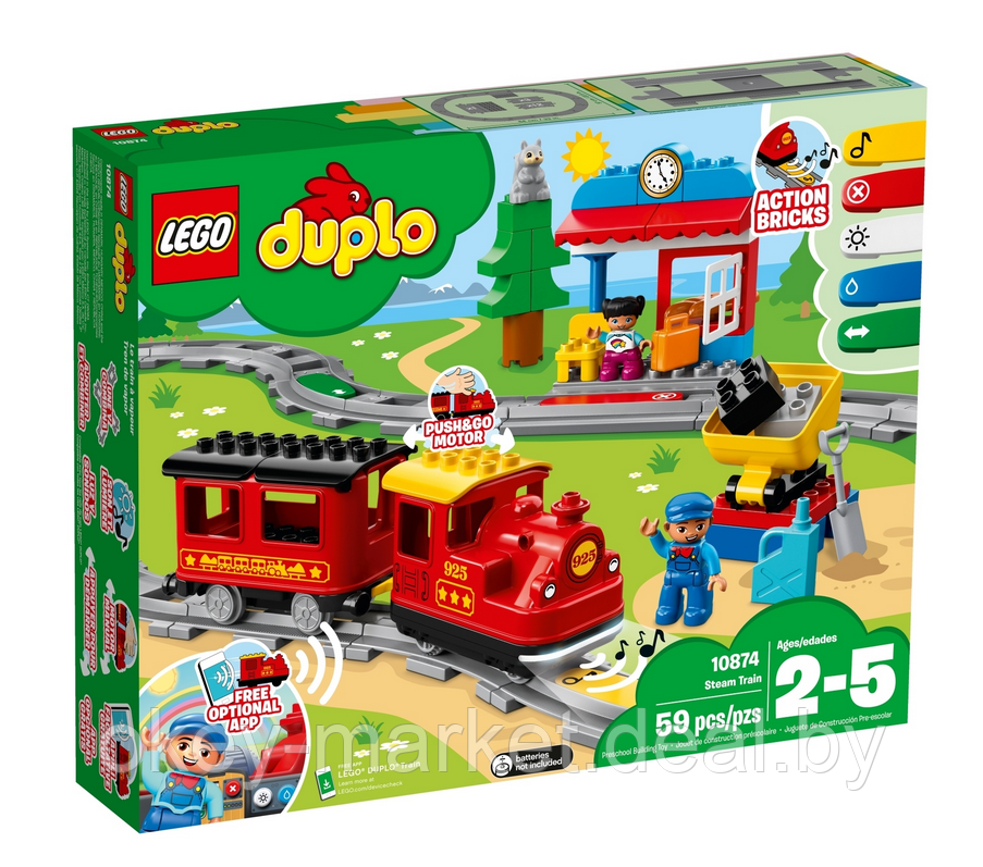 Конструктор Lego Duplo Town Поезд на паровой тяге 10874 - фото 1 - id-p184427515