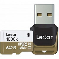 Карта памяти Lexar Professional 1000x microSDXC 64Gb UHS-II U3 V60 150MB/s (R) 90MB/s (W) c карт-ридером USB