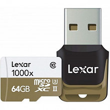 Карта памяти Lexar Professional 1000x microSDXC 64Gb UHS-II U3 V60 150MB/s (R) 90MB/s (W) c карт-ридером USB
