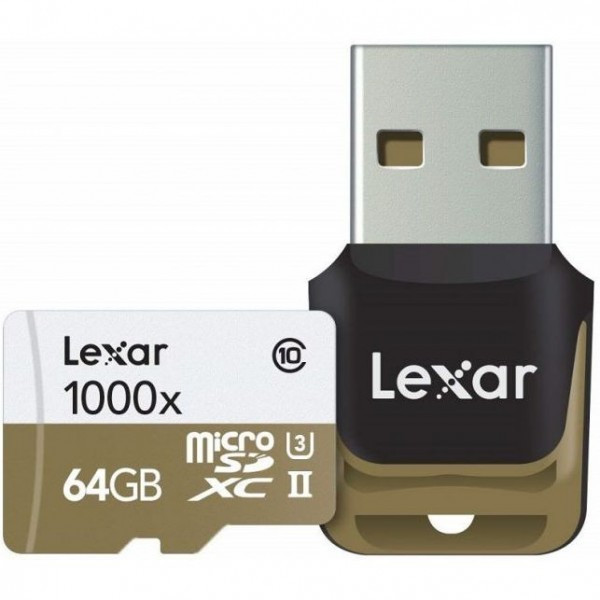 Карта памяти Lexar Professional 1000x microSDXC 64Gb UHS-II U3 V60 150MB/s (R) 90MB/s (W) c карт-ридером USB - фото 1 - id-p184429255