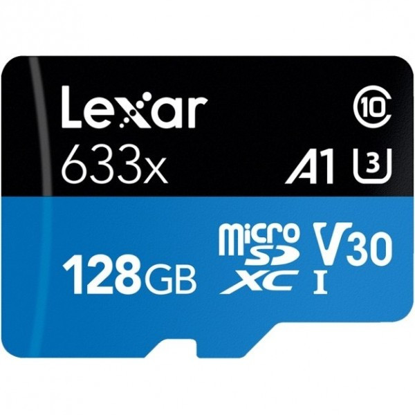 Карта памяти Lexar High-Performance microSDXC 128Gb UHS-I U3 A1 V30 100MB/s (R) 45MB/s (W) - фото 1 - id-p184429256