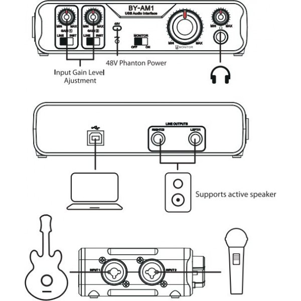 Двухканальный USB аудиомикшер Boya BY-AM1 - фото 2 - id-p184430305