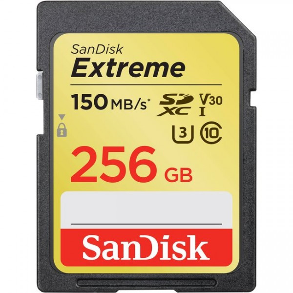 Карта памяти SanDisk Extreme SDXC 256Gb UHS-I U3 150MB/s (R) 70MB/s (W) - фото 1 - id-p184428545