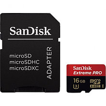 Карта памяти SanDisk Extreme Pro microSDHC 16Gb UHS-I U3