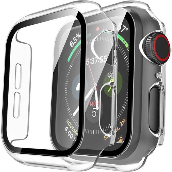 Пластиковый кейс (бампер) с защитным стеклом Rumi Protect для Apple Watch 42mm прозрачный - фото 2 - id-p184430509