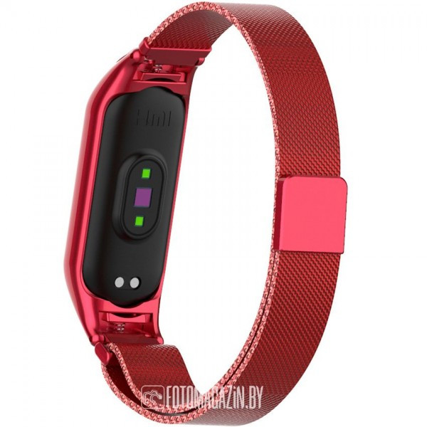 Браслет Rumi Milanese Loop для Xiaomi Mi Band 6, Mi Band 5 Красный - фото 5 - id-p184429621