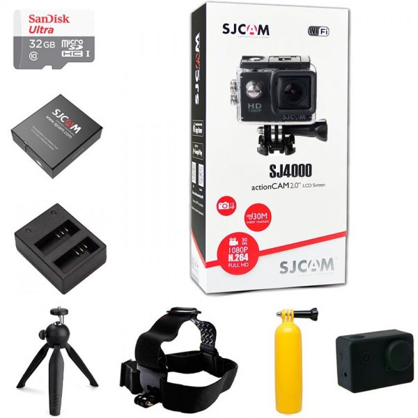 Подарочный набор Active kit с экшн-камерой SJCAM SJ4000 Черный - фото 1 - id-p184430618
