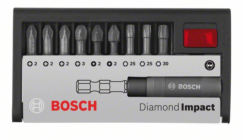 Набор из 10 насадок-бит Diamond Impact (смешанный) Bosch Diamond Impact, набор из 10 шт, 25 мм, PH/PZ/T - фото 1 - id-p184435116