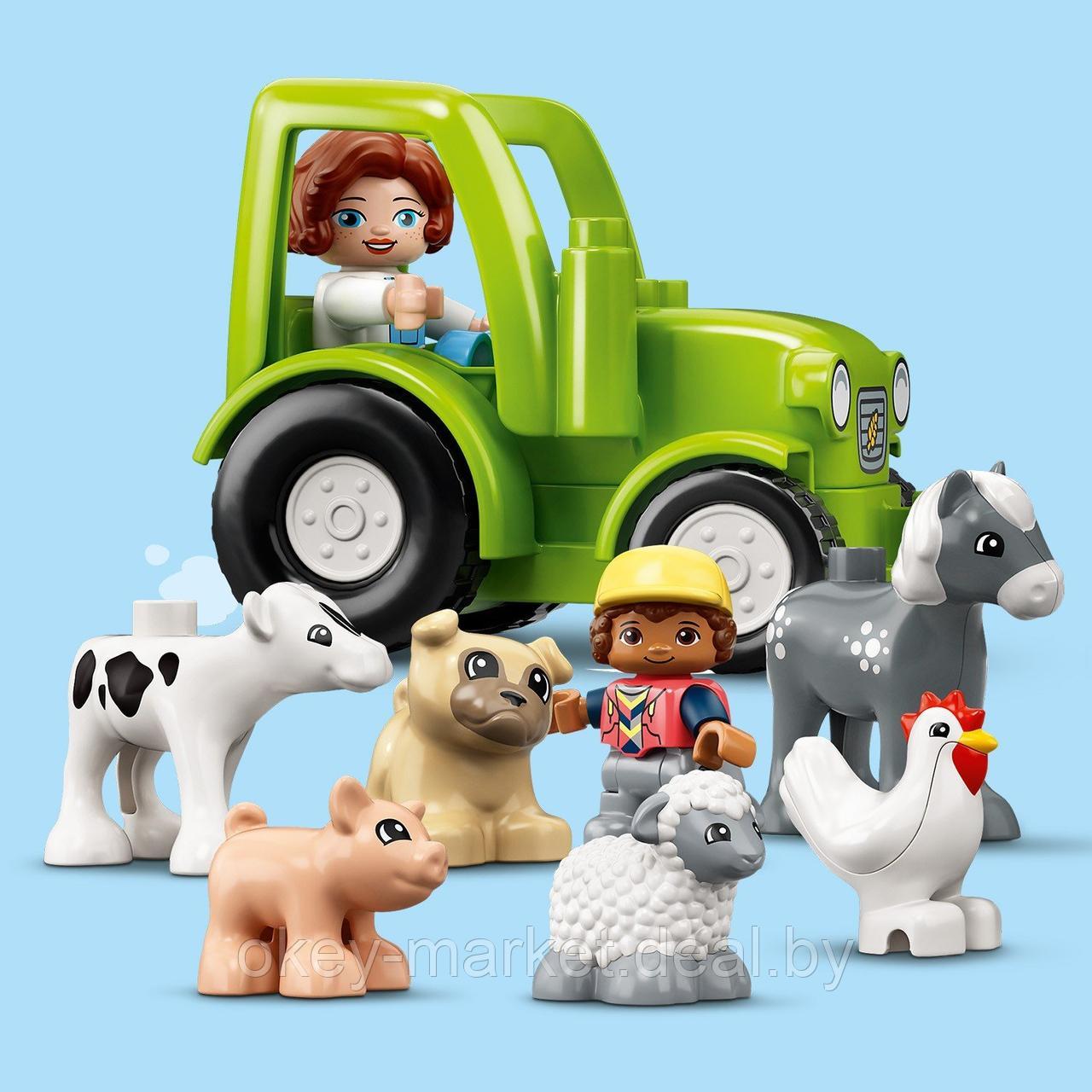 Конструктор Lego Duplo Town Фермерский трактор сарай и животные 10952 - фото 6 - id-p184435236