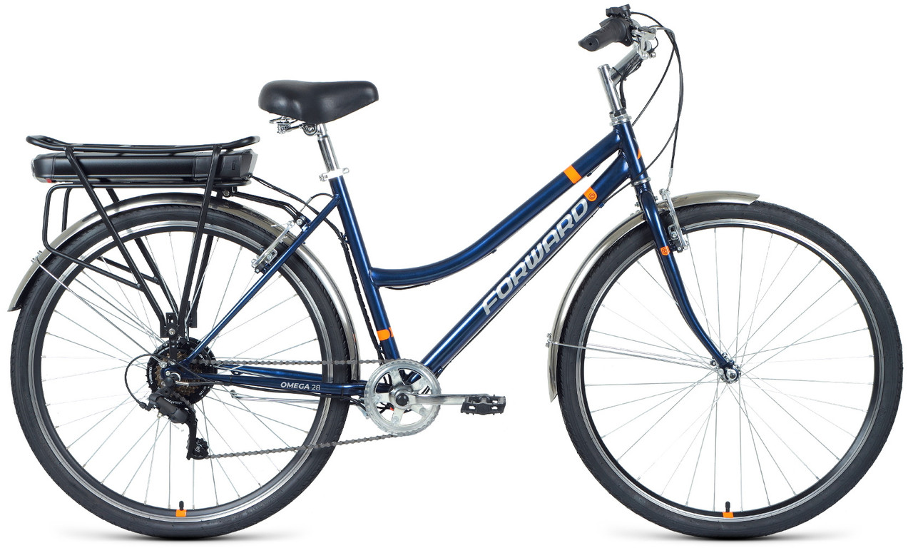 Электровелосипед Forward Omega 28 E-250 2022 темно-синий - фото 2 - id-p184444395