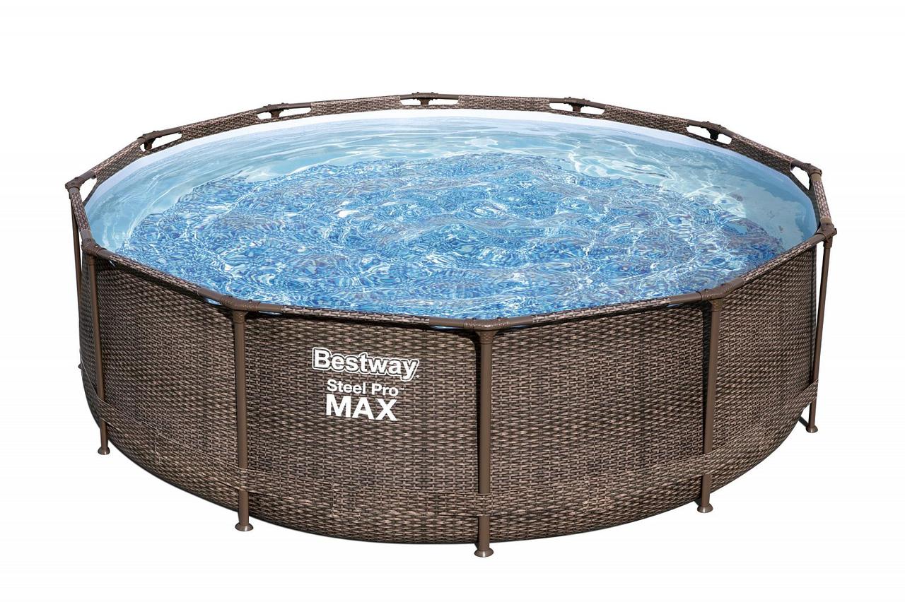 Каркасный бассейн BestWay Steel Pro MAX Ротанг 56709 (366х100, с фильтр-насосом) - фото 1 - id-p184445993