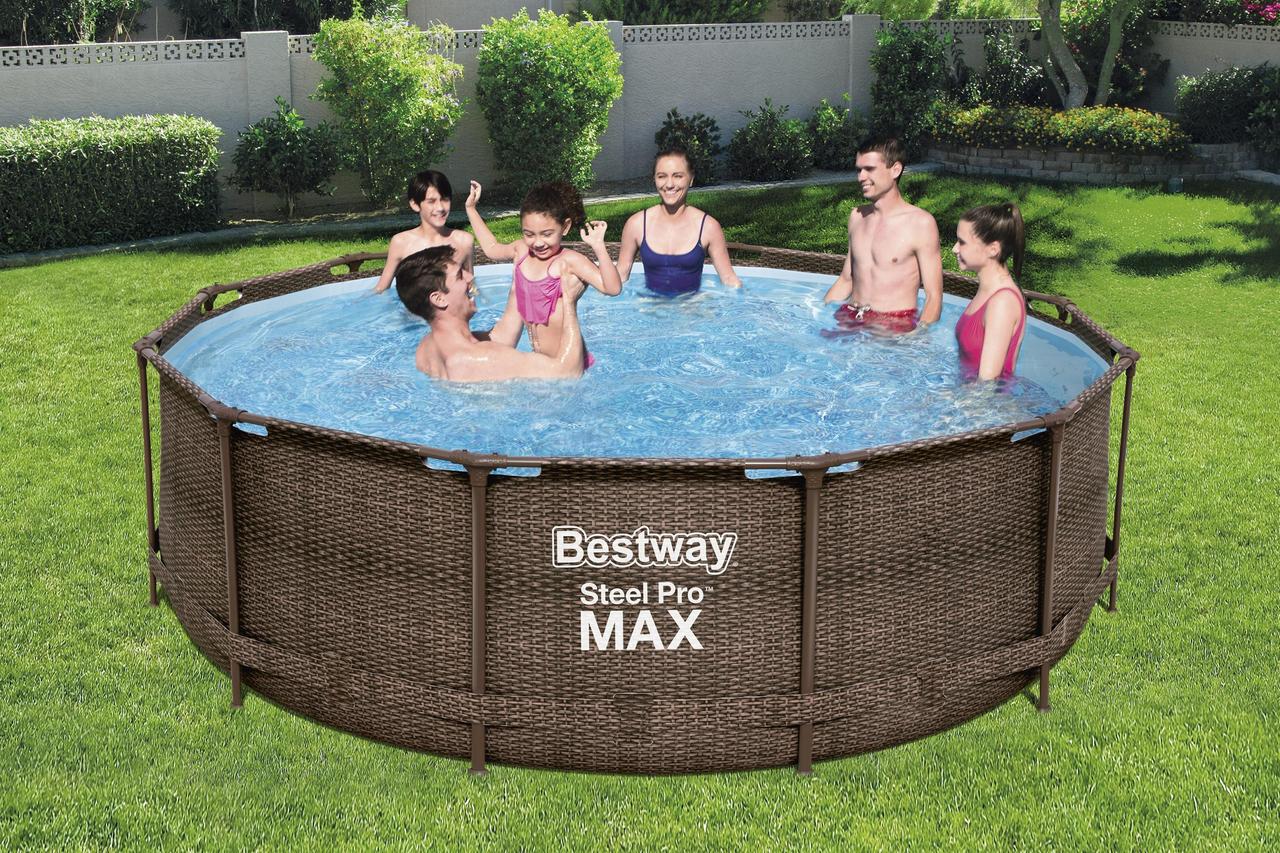 Каркасный бассейн BestWay Steel Pro MAX Ротанг 56709 (366х100, с фильтр-насосом) - фото 6 - id-p184445993