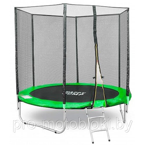 Батут Happy Jump 8ft PRO (252см) с внешней сеткой и лестницей - фото 1 - id-p184449599