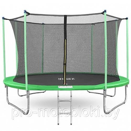 Батут Happy Jump 12ft-i PRO (374 см) с внутренней сеткой и лестницей - фото 1 - id-p184449602