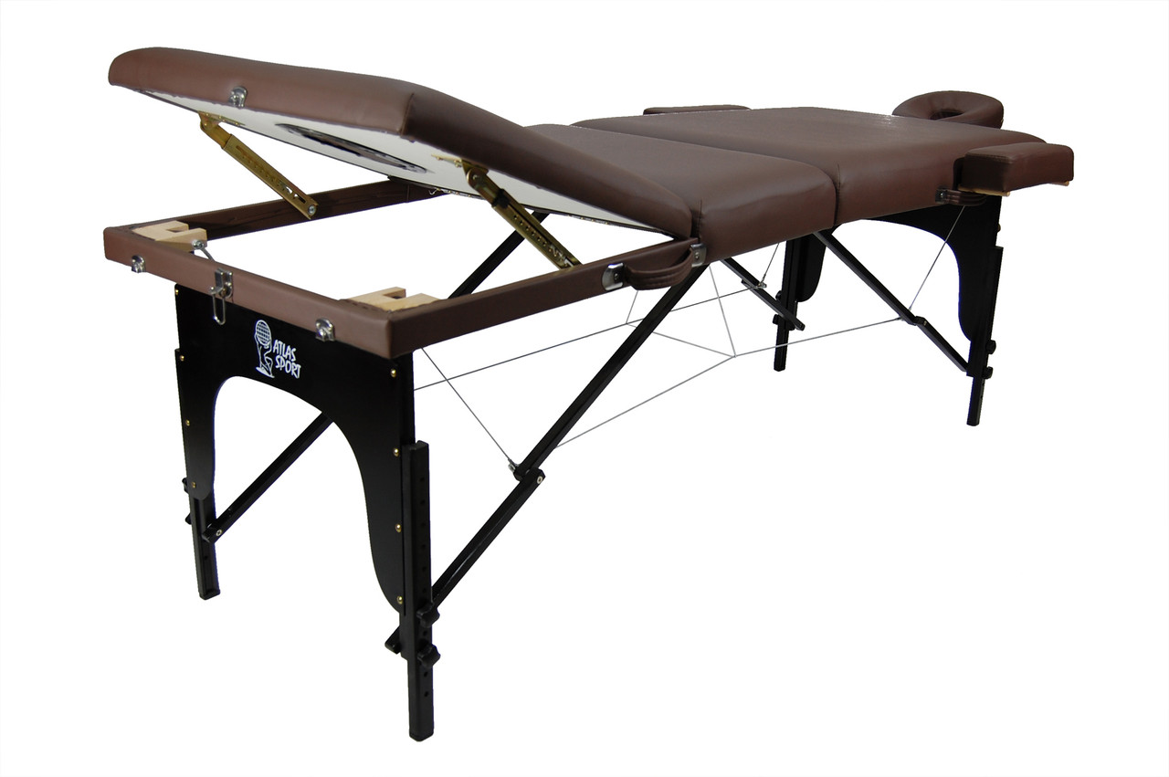 Массажный стол Atlas sport 3-х секц деревянный 195х70 LUX (с memory foam) Коричневый - фото 2 - id-p184452005