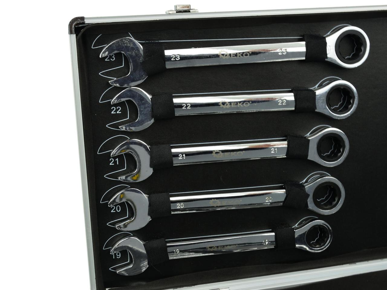 G10341 Набор ключей комбинированных с трещоткой (72 зуба) 6-32мм,CrV, Surface Drive, 22шт, в алюминиевом кейсе - фото 7 - id-p184452037