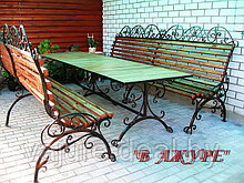 Кованая мебель: кованые скамейки 2 шт и стол №1
