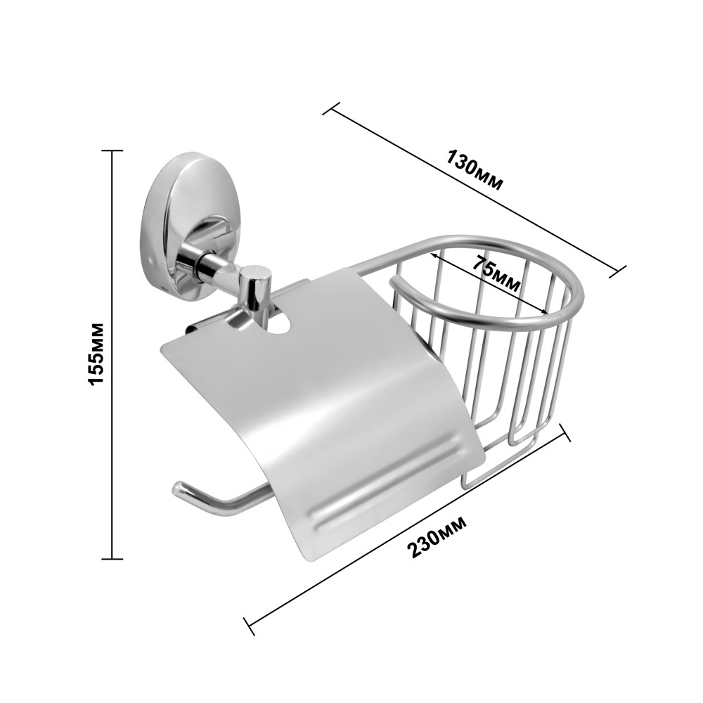 Бумагодержатель и держатель для освежителя воздуха Solinne Modern 16053, хром - фото 6 - id-p89468567