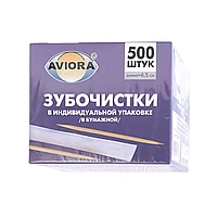 Зубочистки деревянные, 500 шт. в коробке, PATERRA каждая шт. в инд. уп.