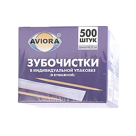 Зубочистки  деревянные, 500 шт. в коробке, PATERRA  каждая шт. в инд. уп.