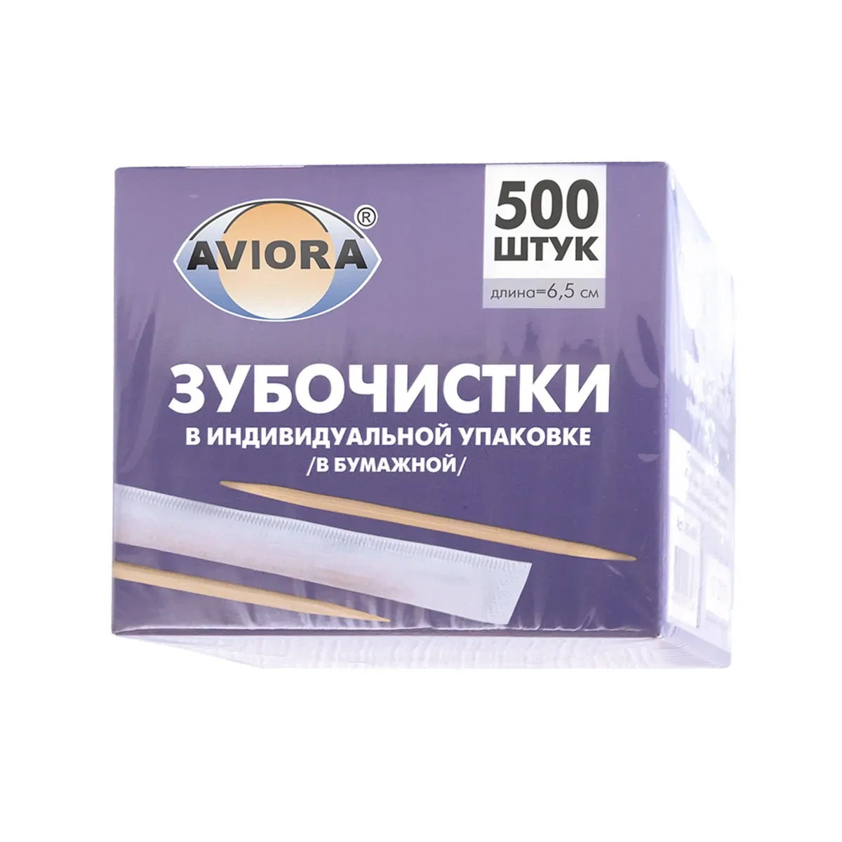 Зубочистки  деревянные, 500 шт. в коробке, PATERRA  каждая шт. в инд. уп.