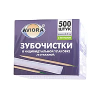 Зубочистки деревянные, с ментолом, 500 шт. в кор. каждая шт. в инд. упак.