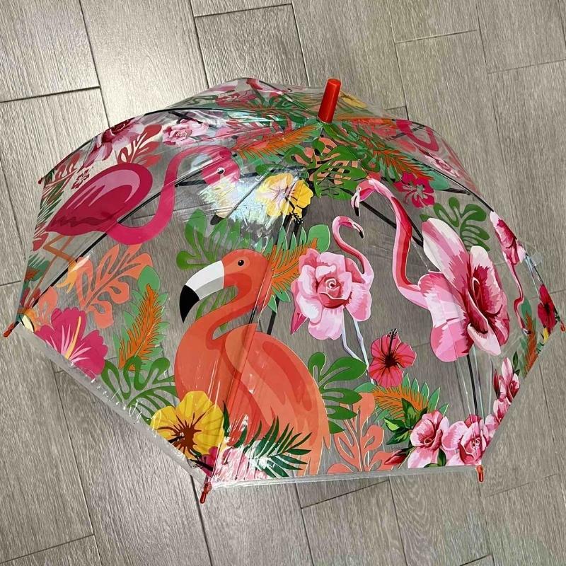 Зонт детский прозрачный Фламинго