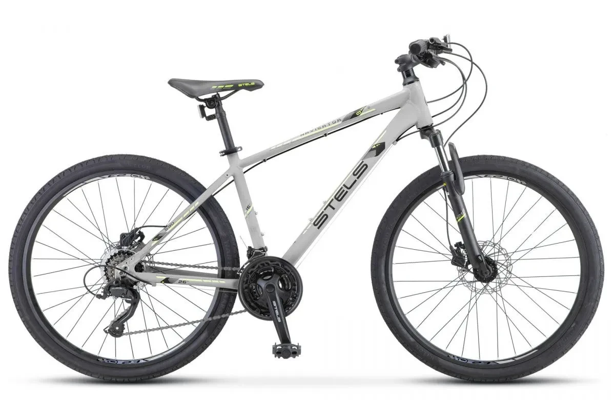 Горный велосипед Stels Navigator 590 D 26" K010 серый/салатовый