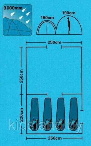 Палатка туристическая 4-х местная KAIDE (470х250х190), арт. KD-2577 - фото 9 - id-p178259299