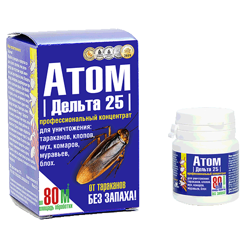 Атом Дельта 25 концентрат от тараканов, клопов, мух, 2 г