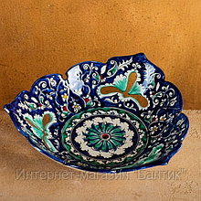 Фруктовница Риштанская Керамика "Узоры", 25 см, синяя