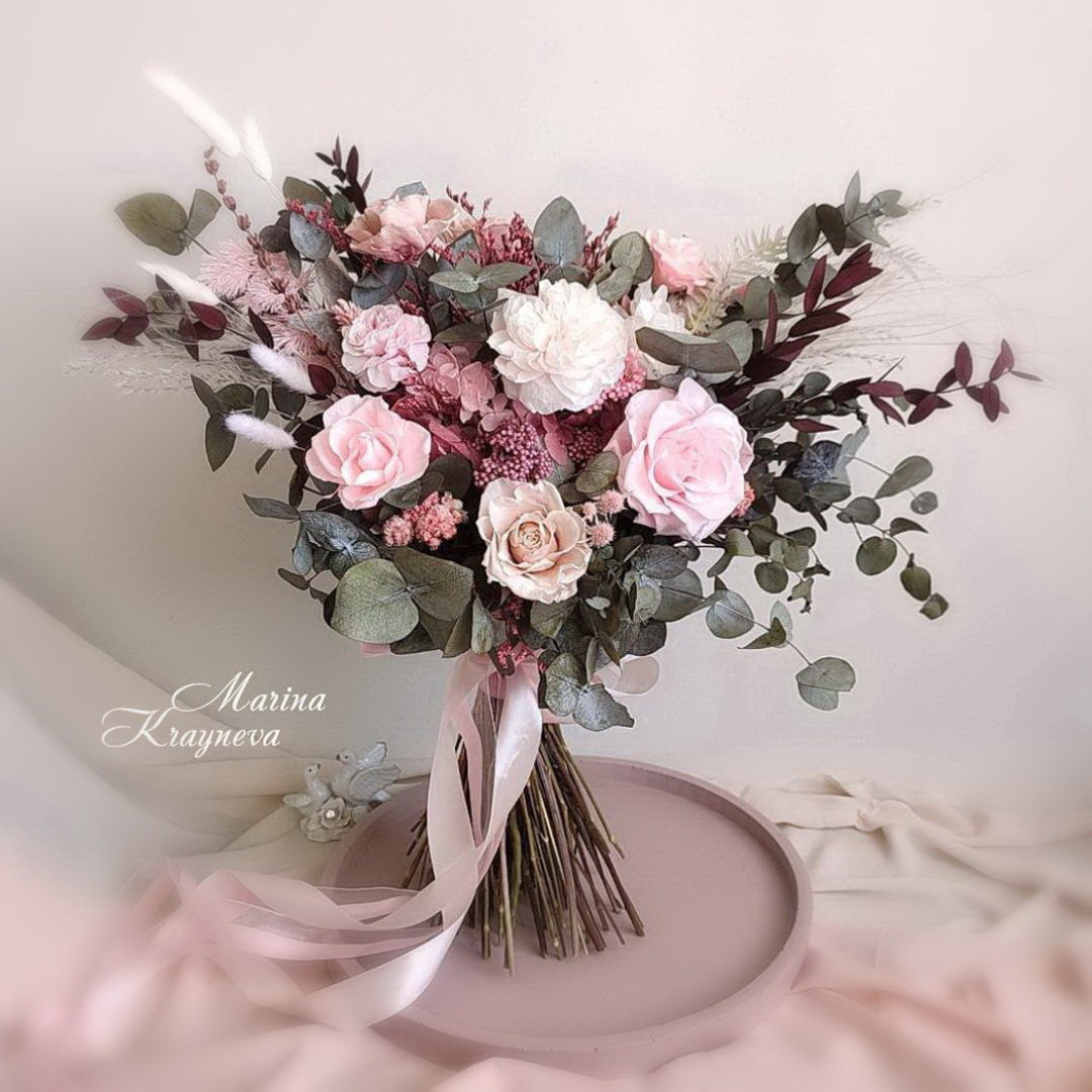 Свадебный букет из стабилизированных цветов " Елена "