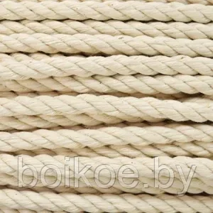 Веревка хлопковая крученая 6 мм, катушка 200 м, фото 2