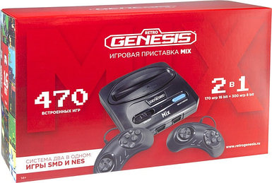 Игровая приставка Retro Genesis Mix 8+16 Bit (2 геймпада, 470 игр)