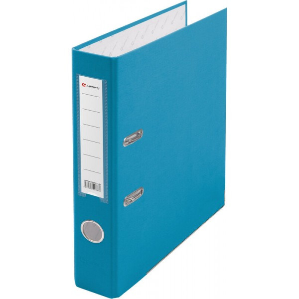 Папка-регистратор 50 мм, PVC, голубая, с металлической окантовкой