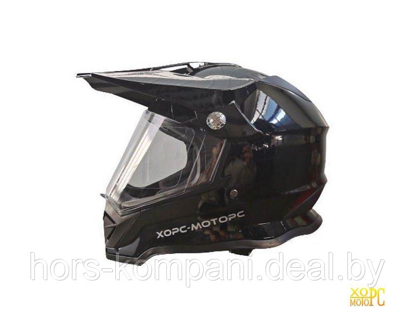 Шлем Хорс-Моторс Шлем для водителей и пассажиров мотоциклов и мопедов (черный глянцевый, M) BLD-819-7