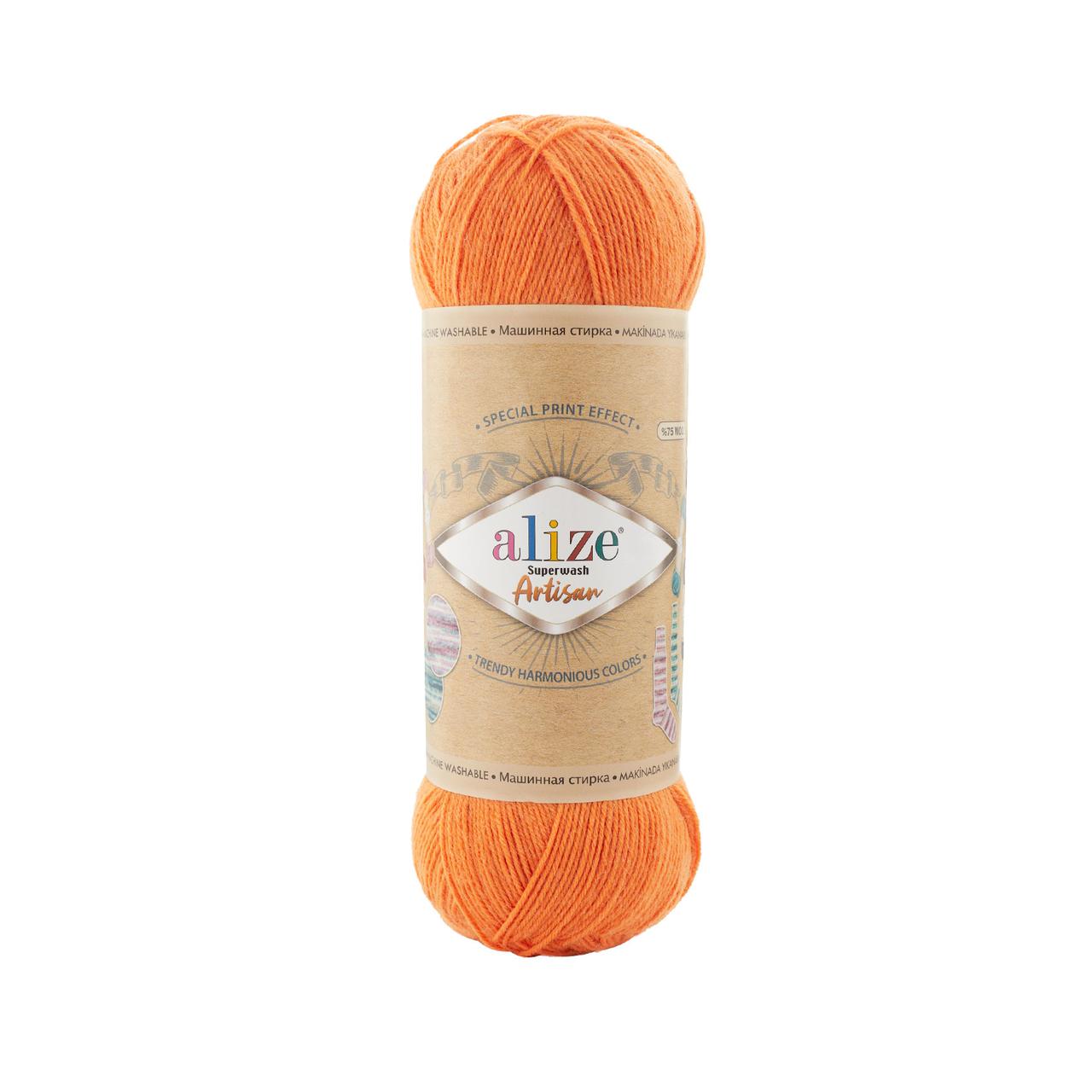 Пряжа Ализе Супервош Артисан (Alize Superwash Artisan) цвет 336 оранжевый