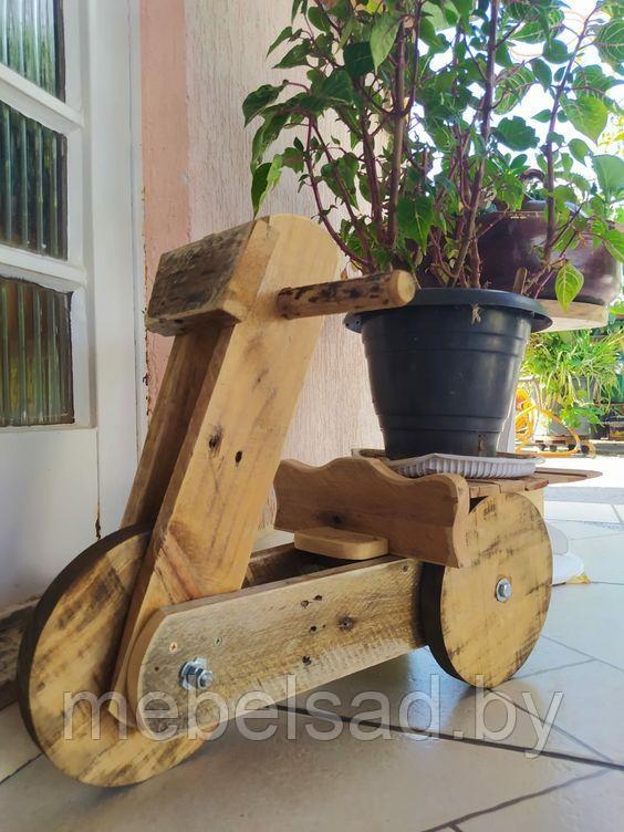 Цветочница садовая деревянная "Велосипедик"