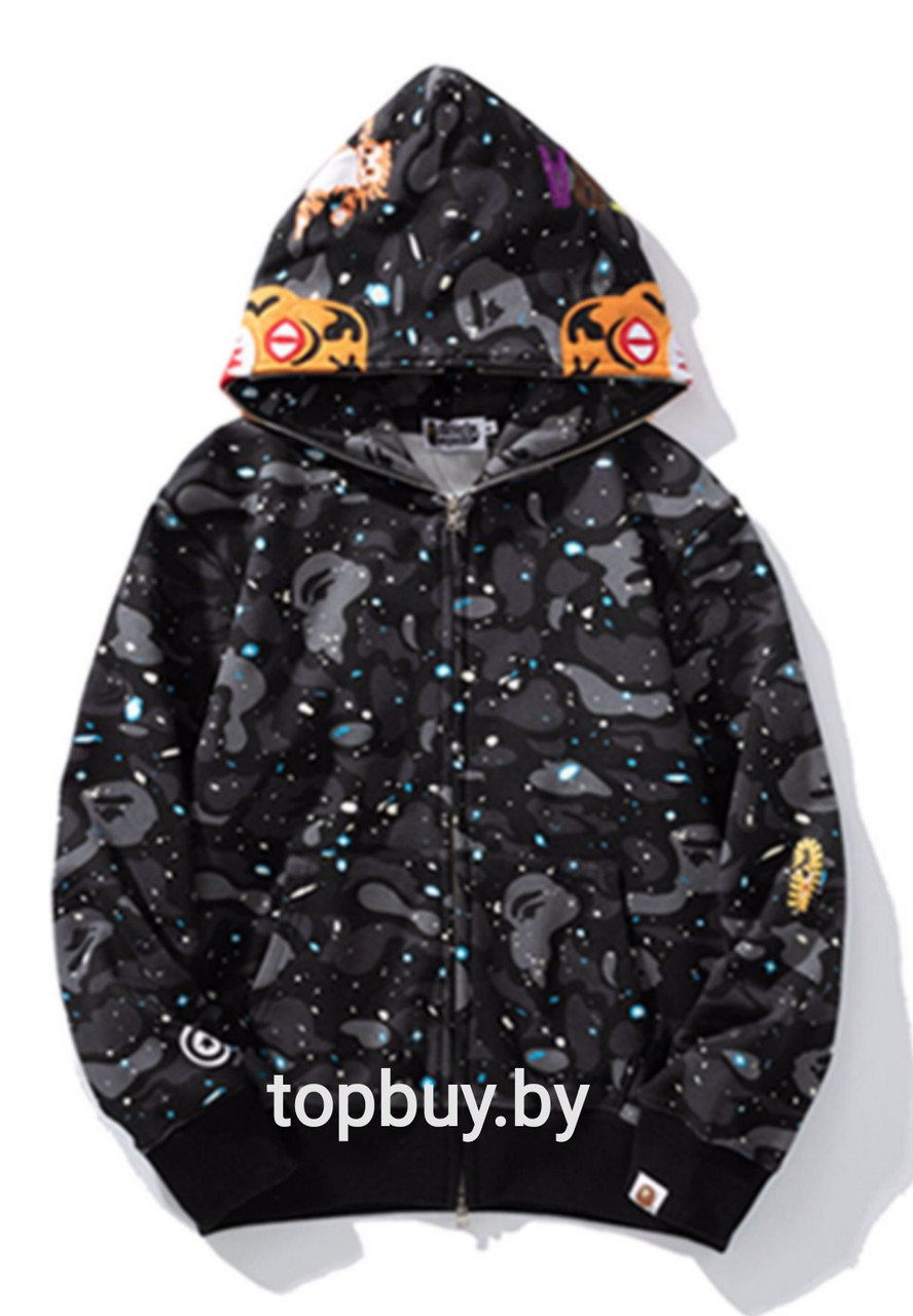 Худи BAPE Space Camo Tiger, чёрный.Светится в темноте.