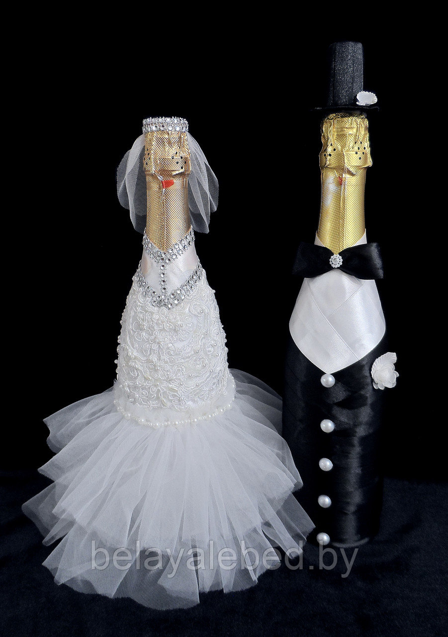 Украшение на свадебное шампанское - фото 1 - id-p184132020